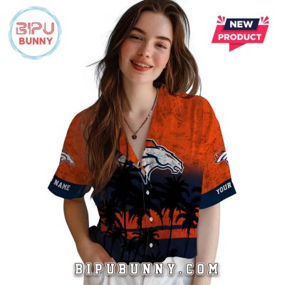 Custom Denver Broncos Sunset Pattern Hawaiian Shirt