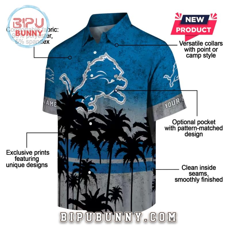 Custom Detroit Lions Sunset Style Hawaiian Shirt