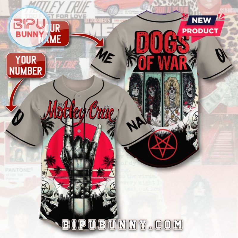 Custom Mötley Crüe Dogs Of War Baseball Jersey