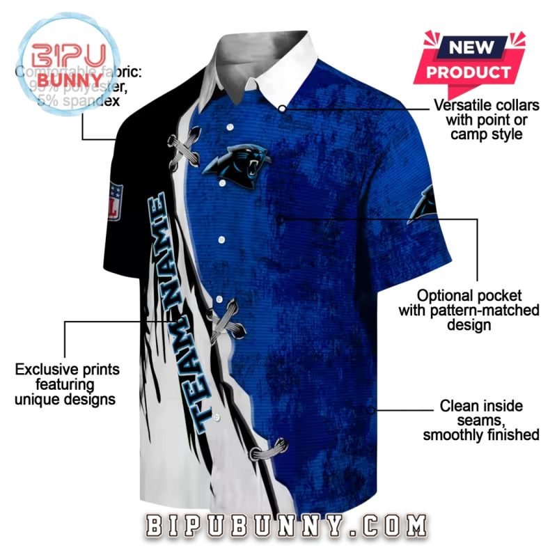 Customized Carolina Panthers Edgy Streaks Hawaiian Shirt