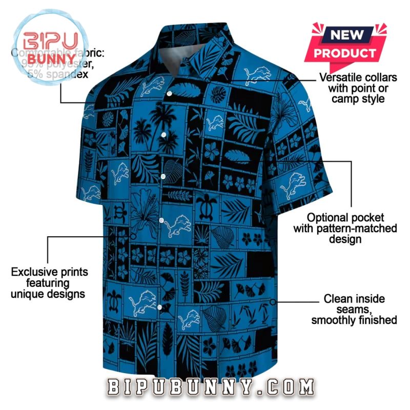 Detroit Lions Tropical Patchwork Hawaiian Shirt