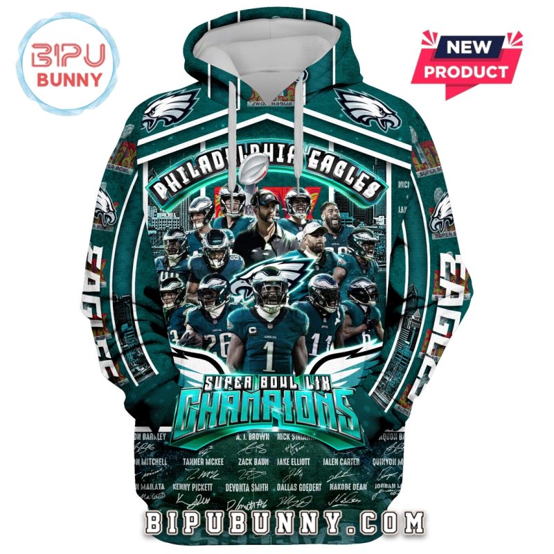 Eagles 2025 Super Bowl Champions Signatures Hoodie