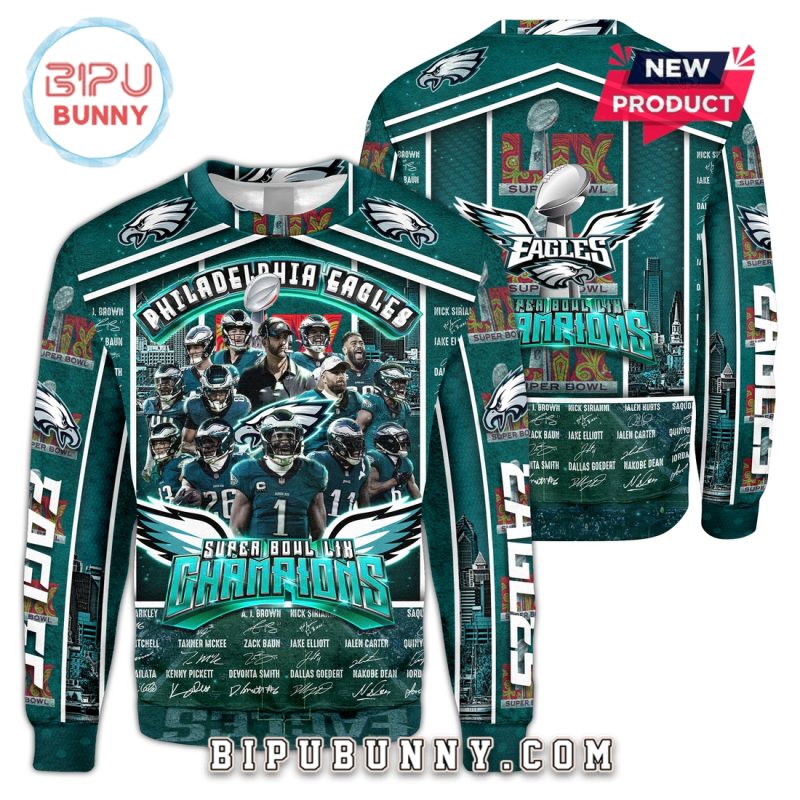 Eagles 2025 Super Bowl Champions Signatures Hoodie