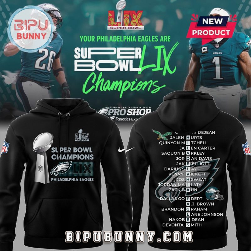 Eagles Football Super Bowl LIX Champions Black Hoodie