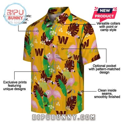 Flamingo Foliage Burgundy Washington Commanders Hawaiian Shirt