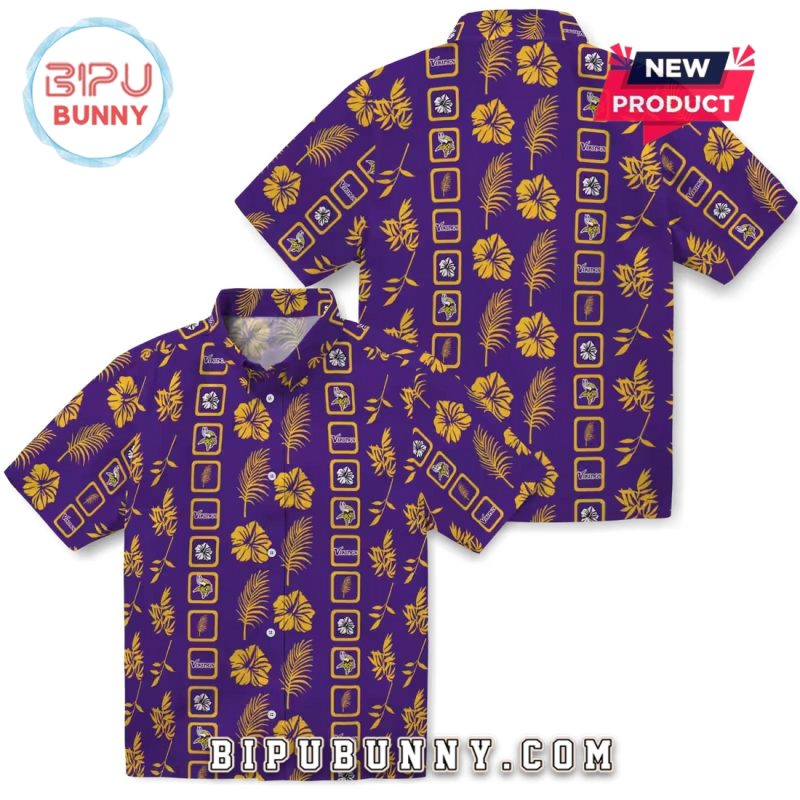 Framed Floral Minnesota Vikings Purple Hawaiian Shirt