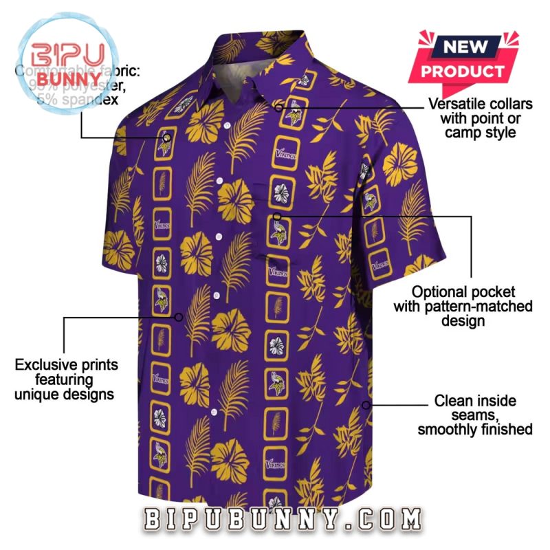 Framed Floral Minnesota Vikings Purple Hawaiian Shirt