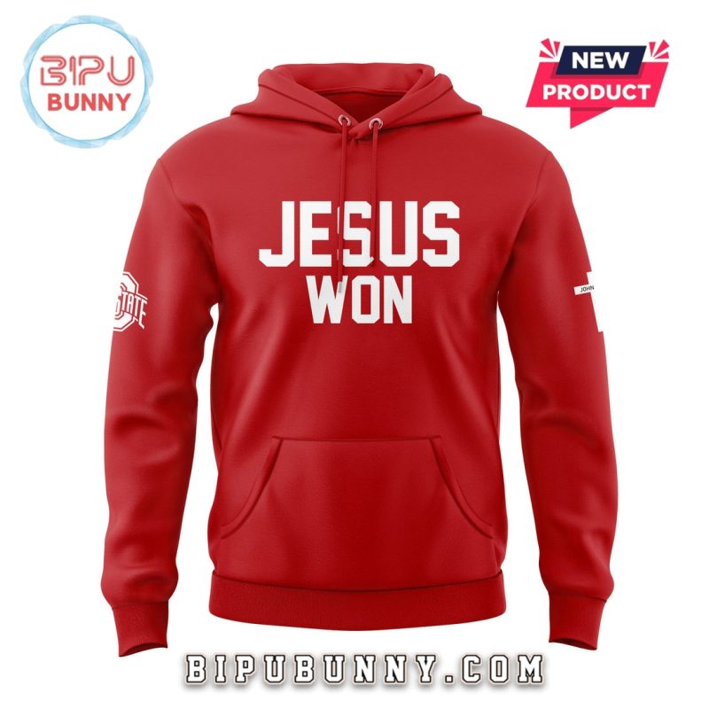 Jesus Won Ohio State Football Red Hoodie Set