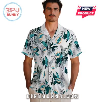 Miami Dolphins Botanical Aqua Theme Hawaiian Shirt