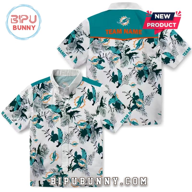Miami Dolphins Botanical Aqua Theme Hawaiian Shirt