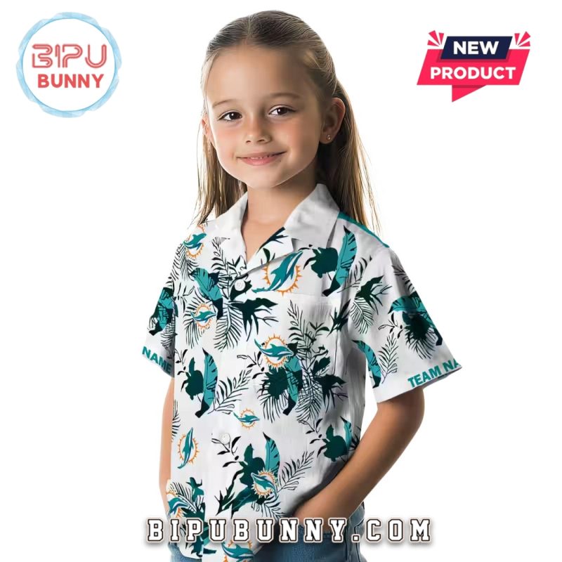 Miami Dolphins Botanical Aqua Theme Hawaiian Shirt