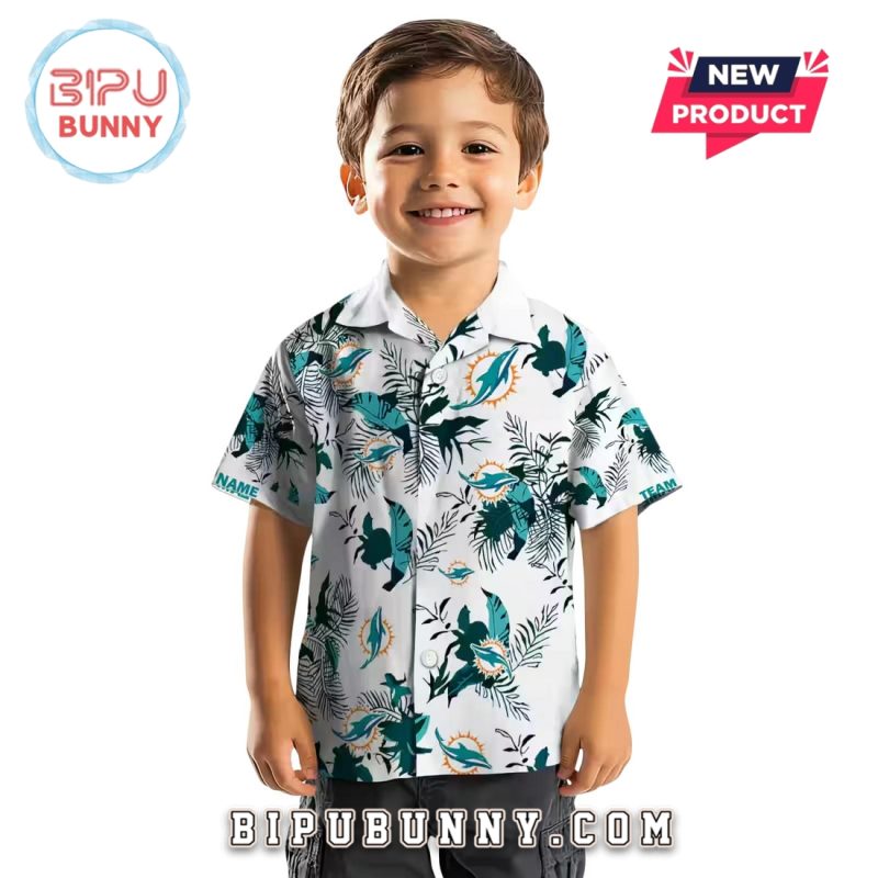 Miami Dolphins Botanical Aqua Theme Hawaiian Shirt