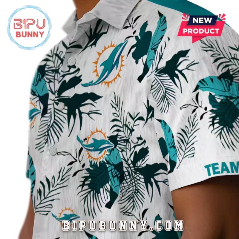 Miami Dolphins Botanical Aqua Theme Hawaiian Shirt