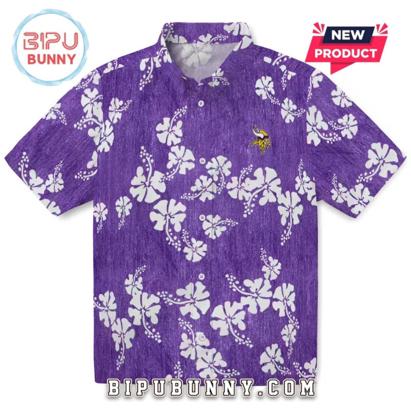 Minnesota Vikings Purple Hibiscus Clusters Hawaiian Shirt