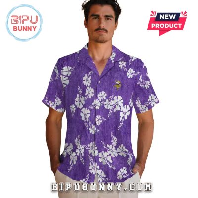 Minnesota Vikings Purple Hibiscus Clusters Hawaiian Shirt