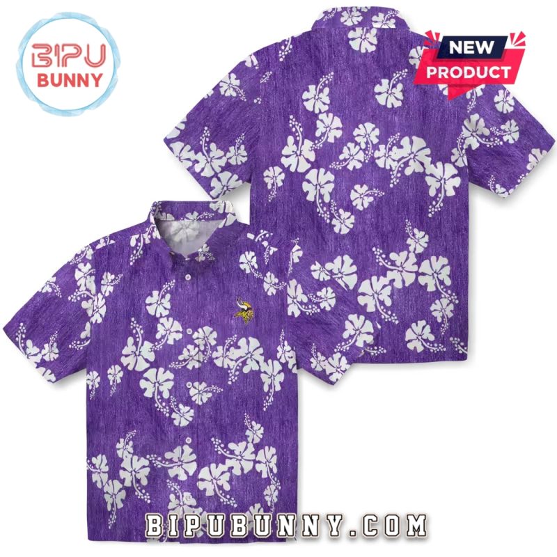 Minnesota Vikings Purple Hibiscus Clusters Hawaiian Shirt