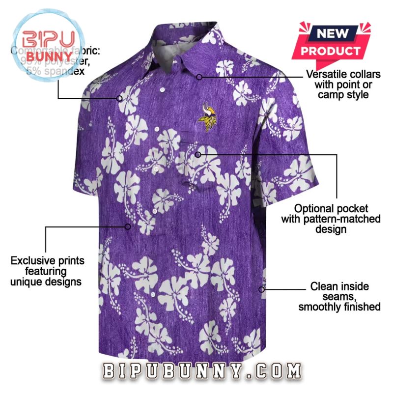 Minnesota Vikings Purple Hibiscus Clusters Hawaiian Shirt