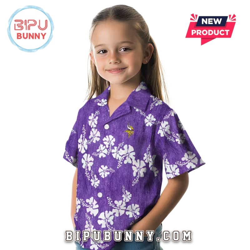 Minnesota Vikings Purple Hibiscus Clusters Hawaiian Shirt