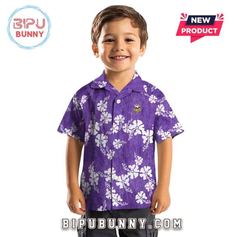 Minnesota Vikings Purple Hibiscus Clusters Hawaiian Shirt