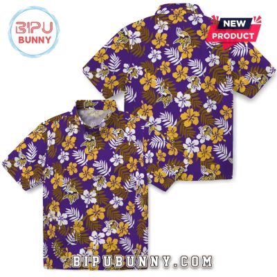 Minnesota Vikings Purple Tropical Floral Hawaiian Shirt
