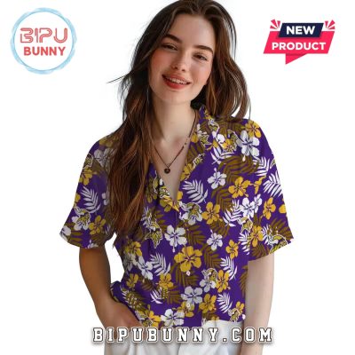 Minnesota Vikings Purple Tropical Floral Hawaiian Shirt