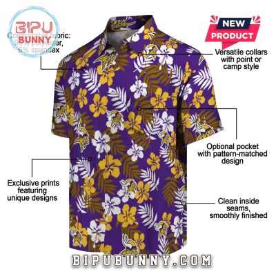 Minnesota Vikings Purple Tropical Floral Hawaiian Shirt