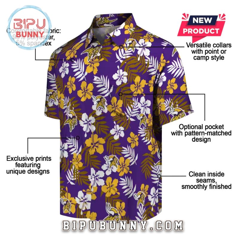 Minnesota Vikings Purple Tropical Floral Hawaiian Shirt