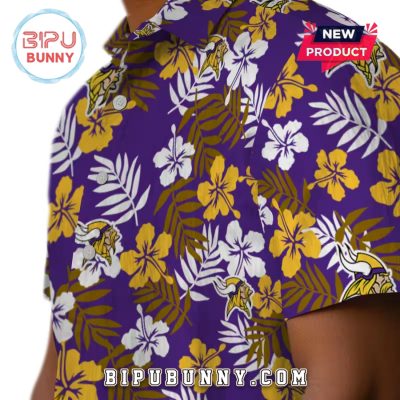 Minnesota Vikings Purple Tropical Floral Hawaiian Shirt