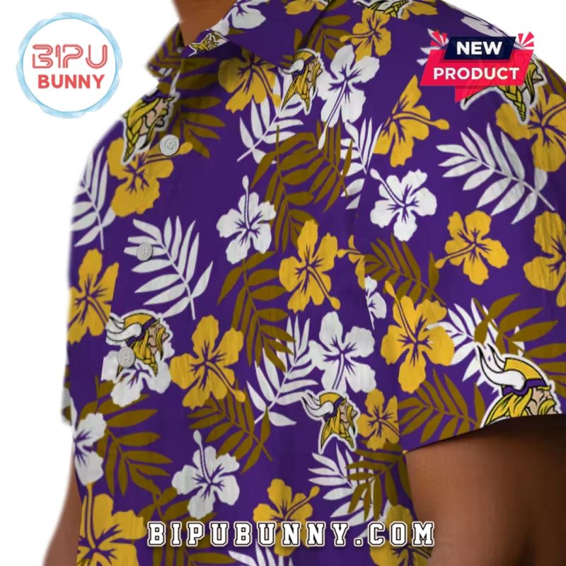 Minnesota Vikings Purple Tropical Floral Hawaiian Shirt