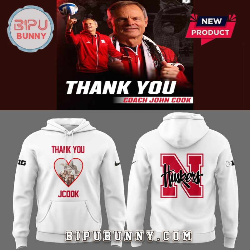 Nebraska Volleyball Thanks Coach John Cook White Hoodie