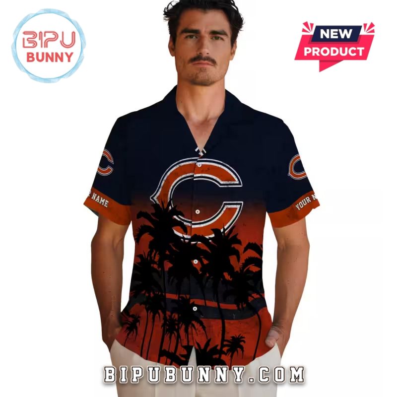 Personalized Chicago Bears Sunset Pattern Hawaiian Shirt