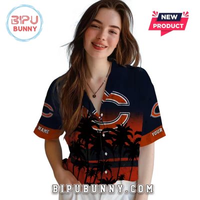 Personalized Chicago Bears Sunset Pattern Hawaiian Shirt