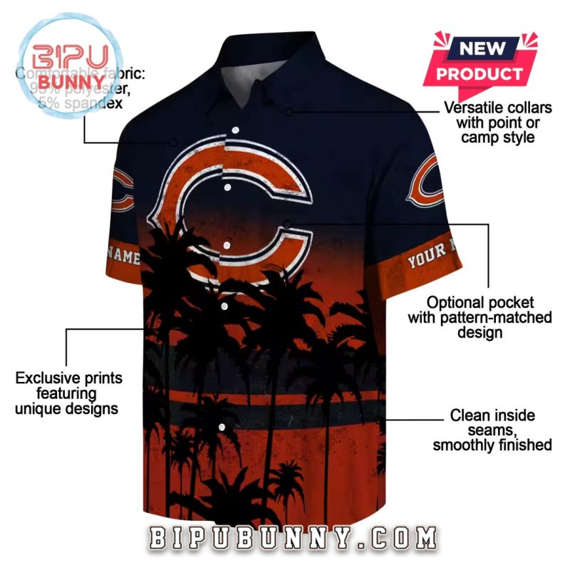 Personalized Chicago Bears Sunset Pattern Hawaiian Shirt