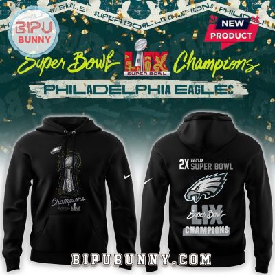 Philadelphia Eagles 2X Super Bowl Champions Black Hoodie