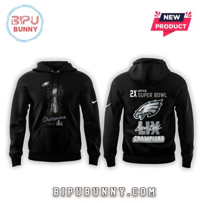 Philadelphia Eagles 2X Super Bowl Champions Black Hoodie