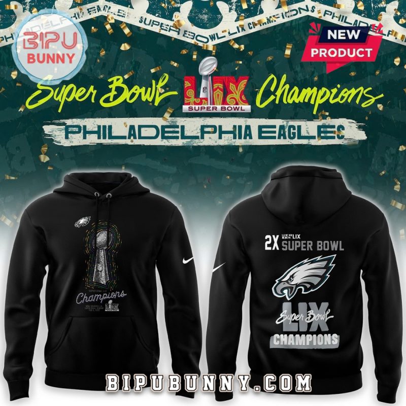 Philadelphia Eagles 2X Super Bowl Champions Black Hoodie Set