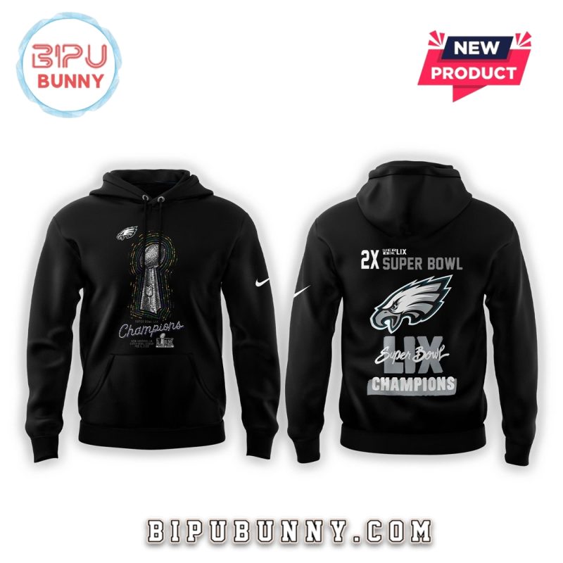 Philadelphia Eagles 2X Super Bowl Champions Black Hoodie Set