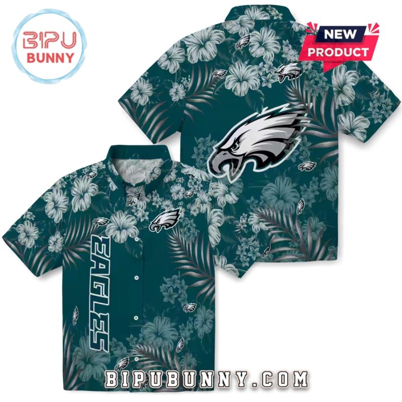 Philadelphia Eagles Hibiscus Green Hawaiian Shirt