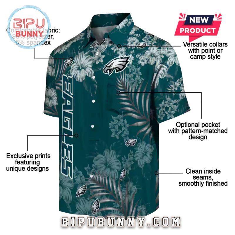Philadelphia Eagles Hibiscus Green Hawaiian Shirt