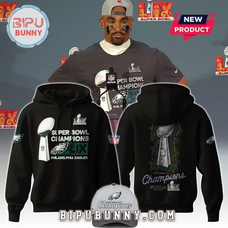 Philadelphia Eagles Super Bowl LIX Champions Black Hoodie Set