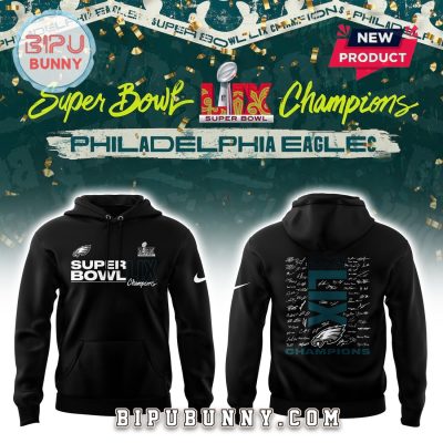 Philadelphia Eagles Super Bowl LIX Champions Roster Hoodie