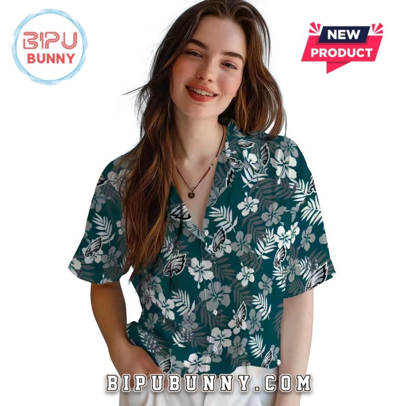 Philadelphia Eagles Tropical Floral Summer Hawaiian Shirt