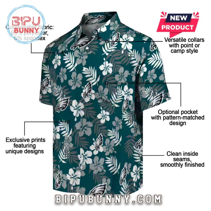 Philadelphia Eagles Tropical Floral Summer Hawaiian Shirt