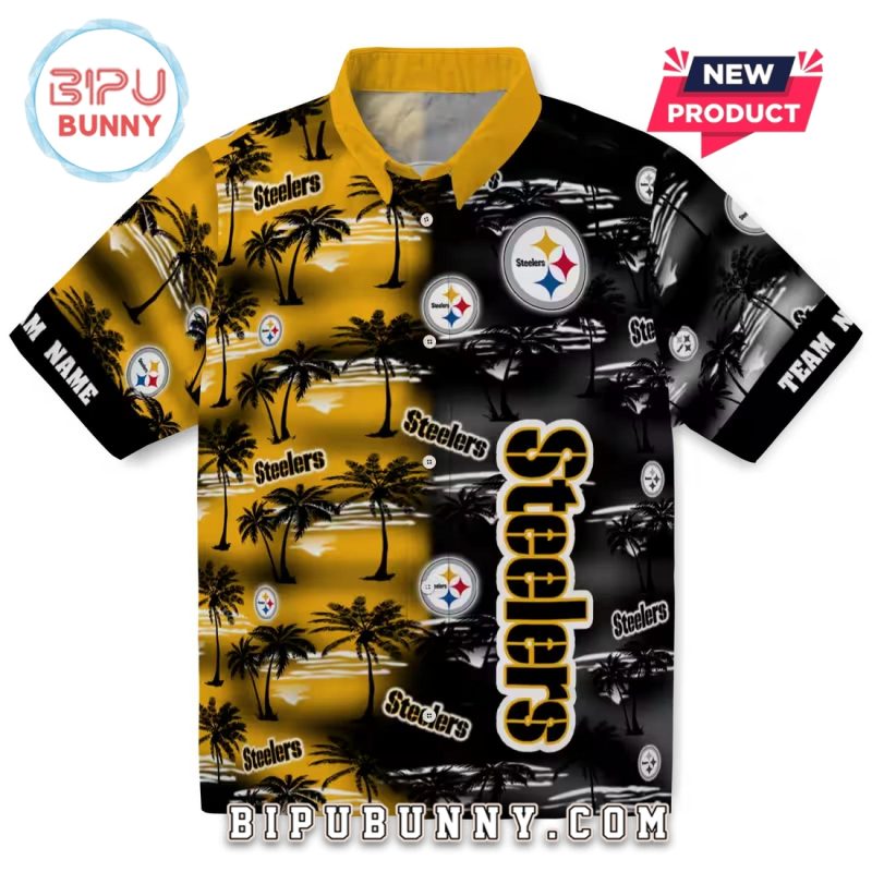 Pittsburgh Steelers Palm Silhouettes Hawaiian Shirt