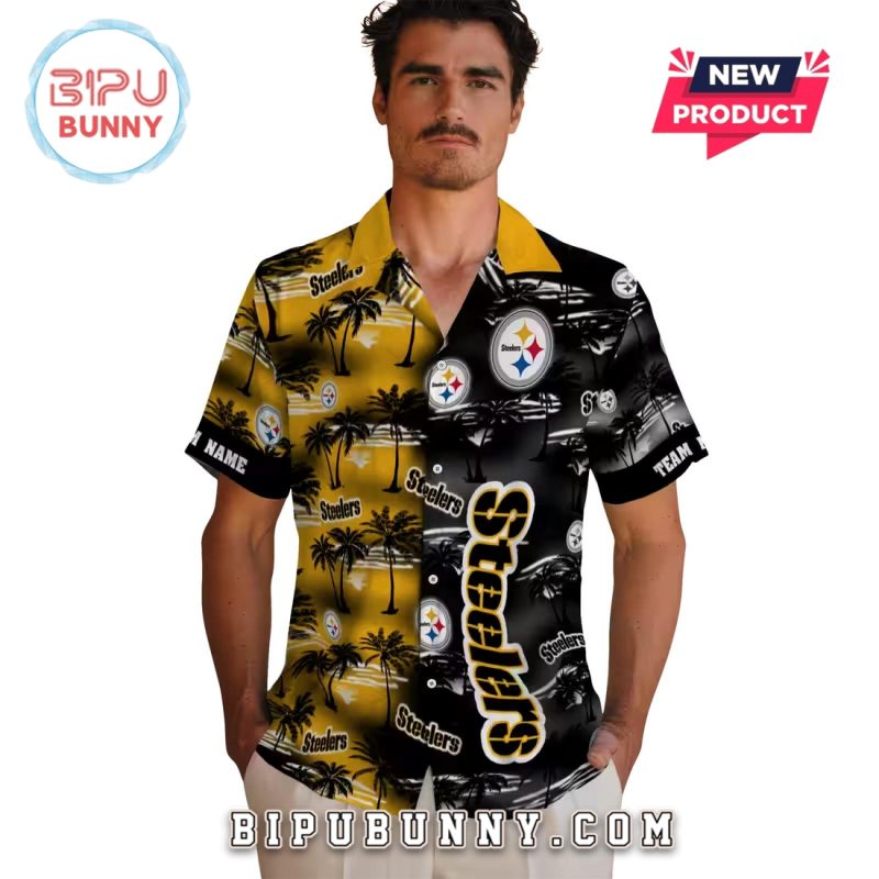 Pittsburgh Steelers Palm Silhouettes Hawaiian Shirt