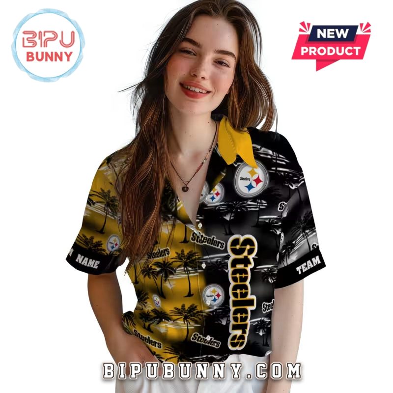 Pittsburgh Steelers Palm Silhouettes Hawaiian Shirt