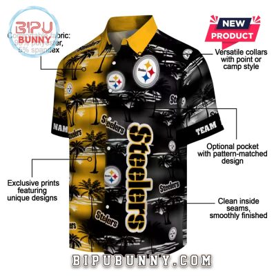 Pittsburgh Steelers Palm Silhouettes Hawaiian Shirt