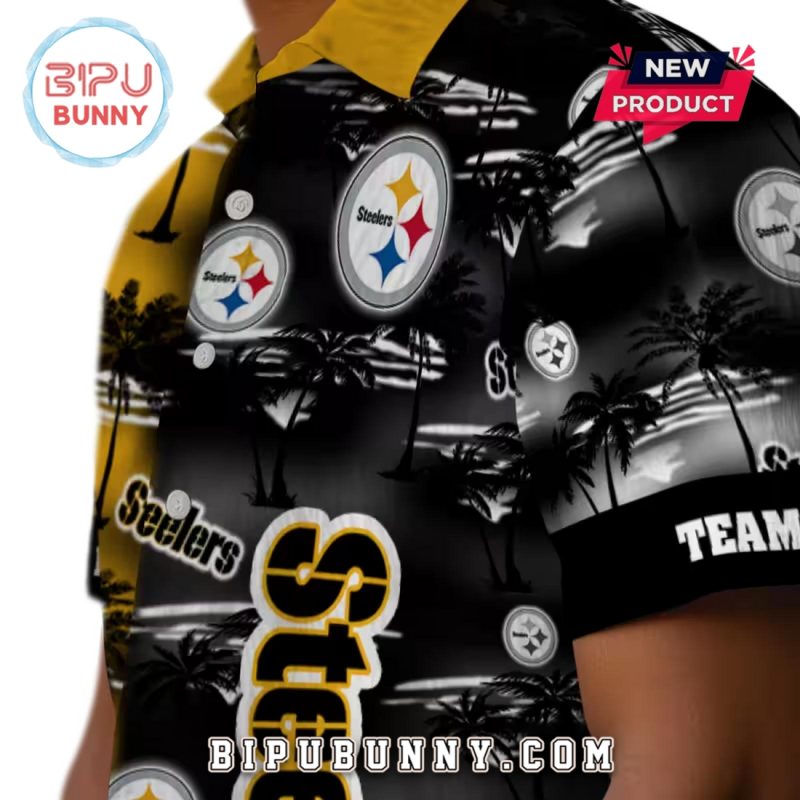 Pittsburgh Steelers Palm Silhouettes Hawaiian Shirt