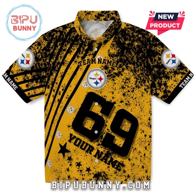Pittsburgh Steelers Star Stripes Gold Hawaiian Shirt