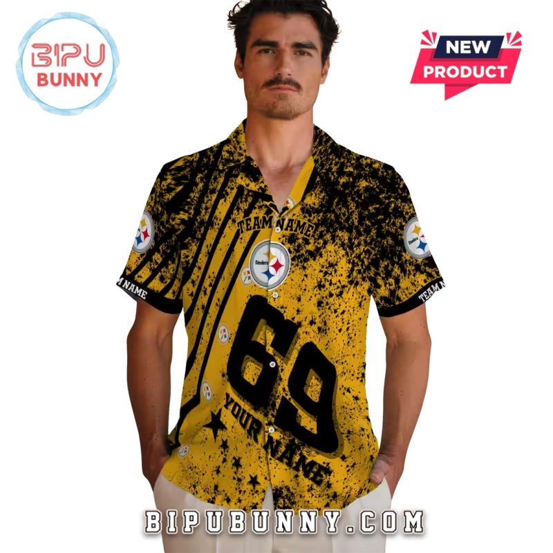 Pittsburgh Steelers Star Stripes Gold Hawaiian Shirt